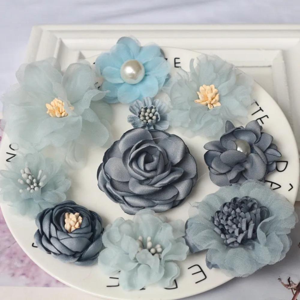 

10 шт./набор Смешанные тканевые цветы Имитация головки цветка Украшение Цветы для DIY аксессуаров