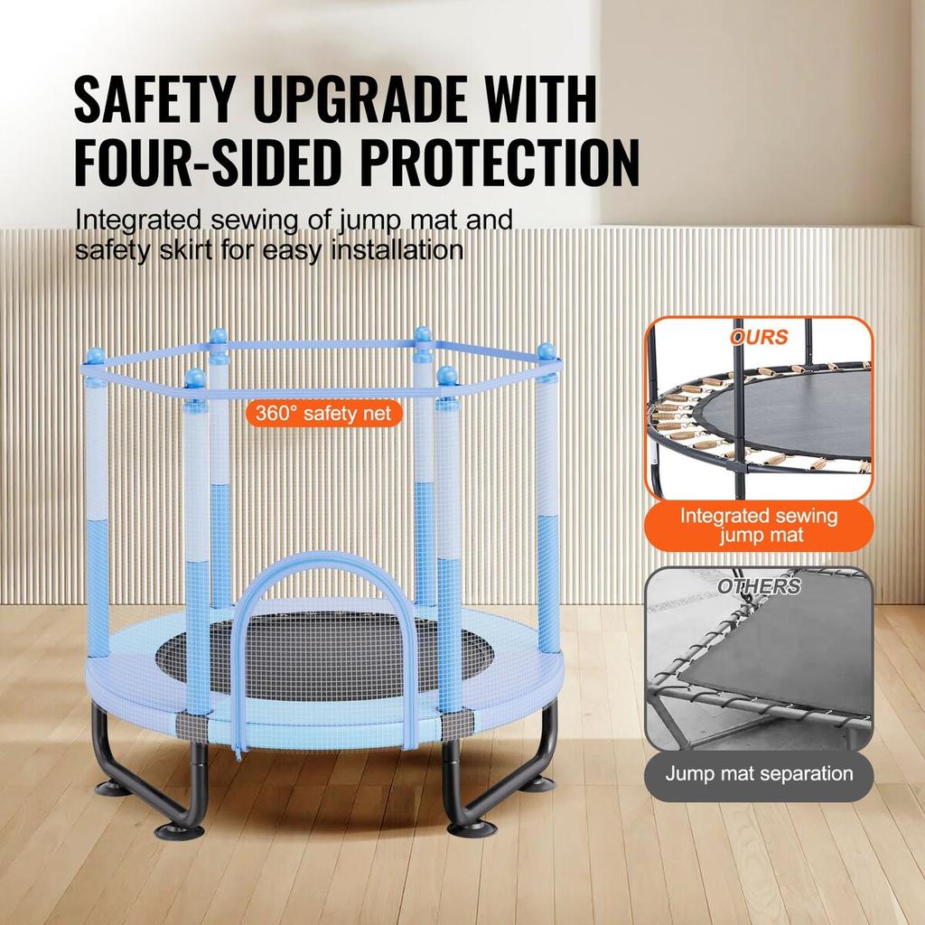 60" Trampoline for Kids Mini Toddler Trampoline with Net Indoor Outdoor
