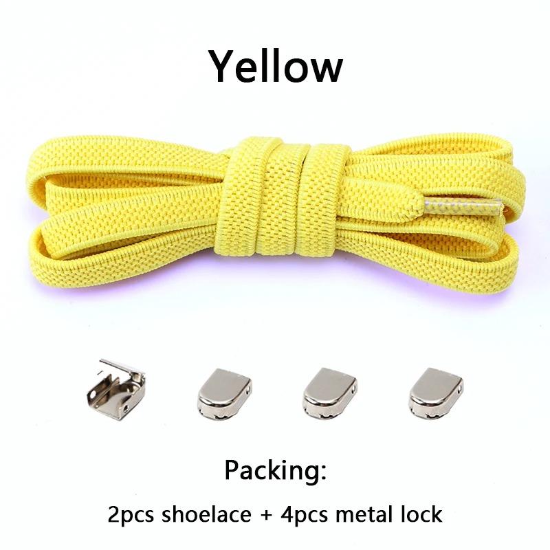1 Pair Flat Shoe Laces For Sneakers Elastic Shoelaces Without Ties Press The Metal Lock Lazy Shoes Lace Rubber Band Accessories