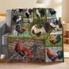Rooster Print Flannel Throw Blanket 280GSM Premium Weight Blanket Soft Warm Machine Washable Colorful Chicken Custom blankets