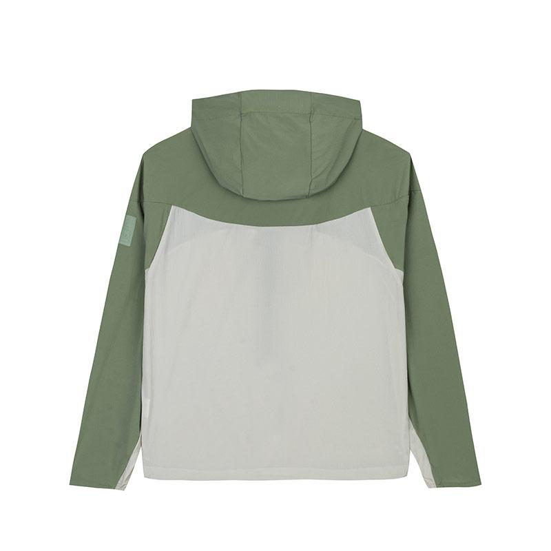 Anta X National Geographic Outdoor Series Color Block Zip-Up Hooded Lightweight Jacket Women jackets Mineral-Green Jade-Gray 162436606-2