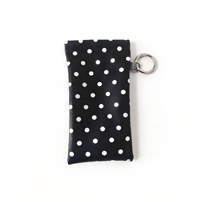 1Pc Polka Dot Eyeglass Pouch With Keychain Portable Scratch-Resistant Soft Glasses Case Storage Bag For Women Daily Use Travel
