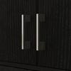 Tall buffet kitchen cabinet 4 doors 2 cupboards and 1 central drawer height 180 cm with 2 adjustable shelves black