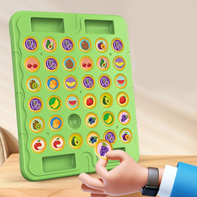 Kids Cartoon Theme Interactive Flip Chess Board Game Toy with Fruit/Animal Design for Logical Thinking and Social Fun