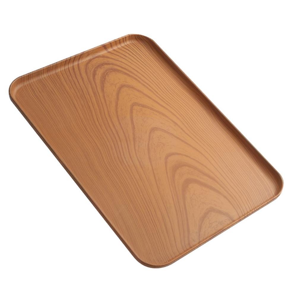 Serving Platters Tray,Wood Grain Serving Dishes,Plastic Square Tray,Japanese-Style Household Tea Cup Tray,For Restaurant