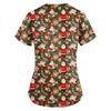 Women's Fashion V-Neck Short Sleeve Overalls With Pockets Christmas Printed Tops  Clothes
