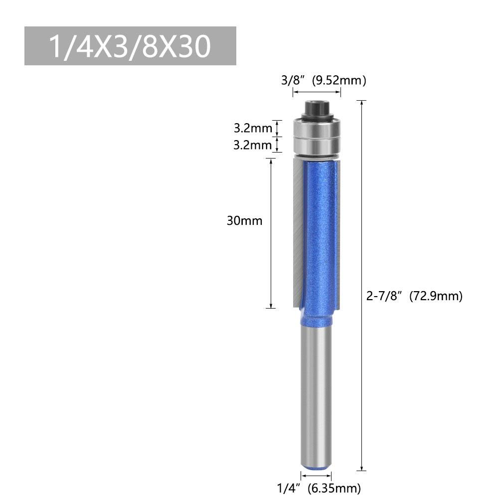 1PC 1/4 Shank Trim Router Bit with Bearing for Wood Template Bit Milling Cutter