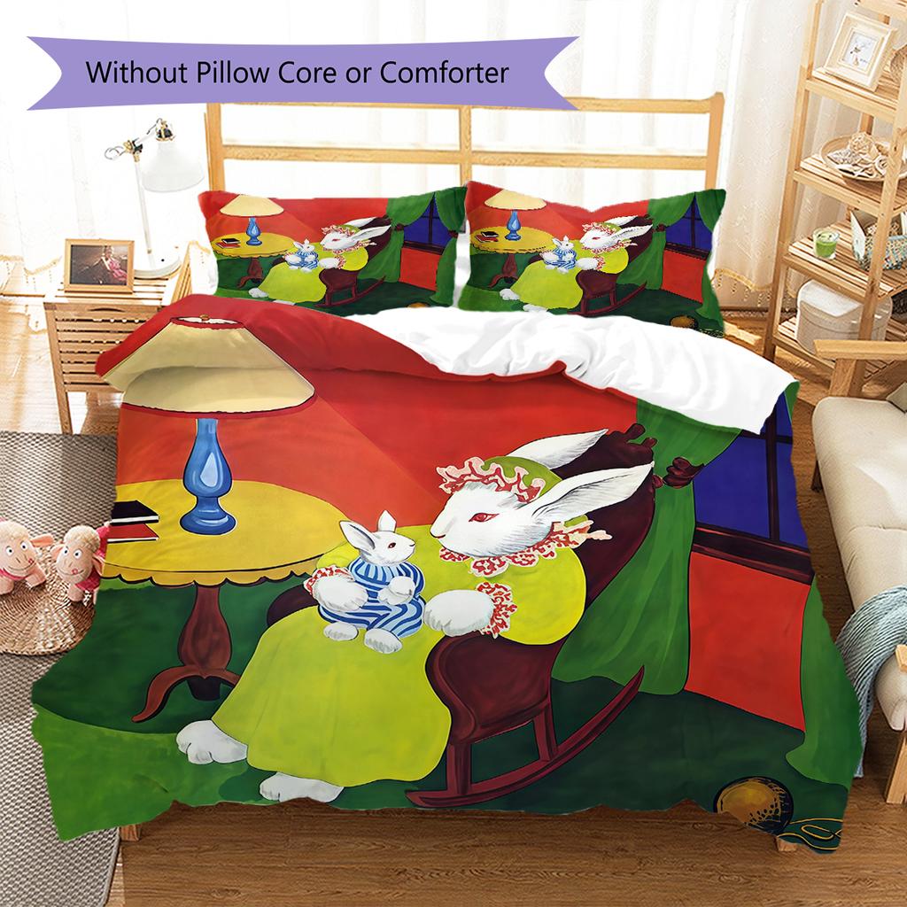 Goodnight Moon Pattern Bedding,Quilt Set Quilt Cover Pillowcase Home Birthday Gift (1 * duvet cover + 2 * pillowcase, without core)