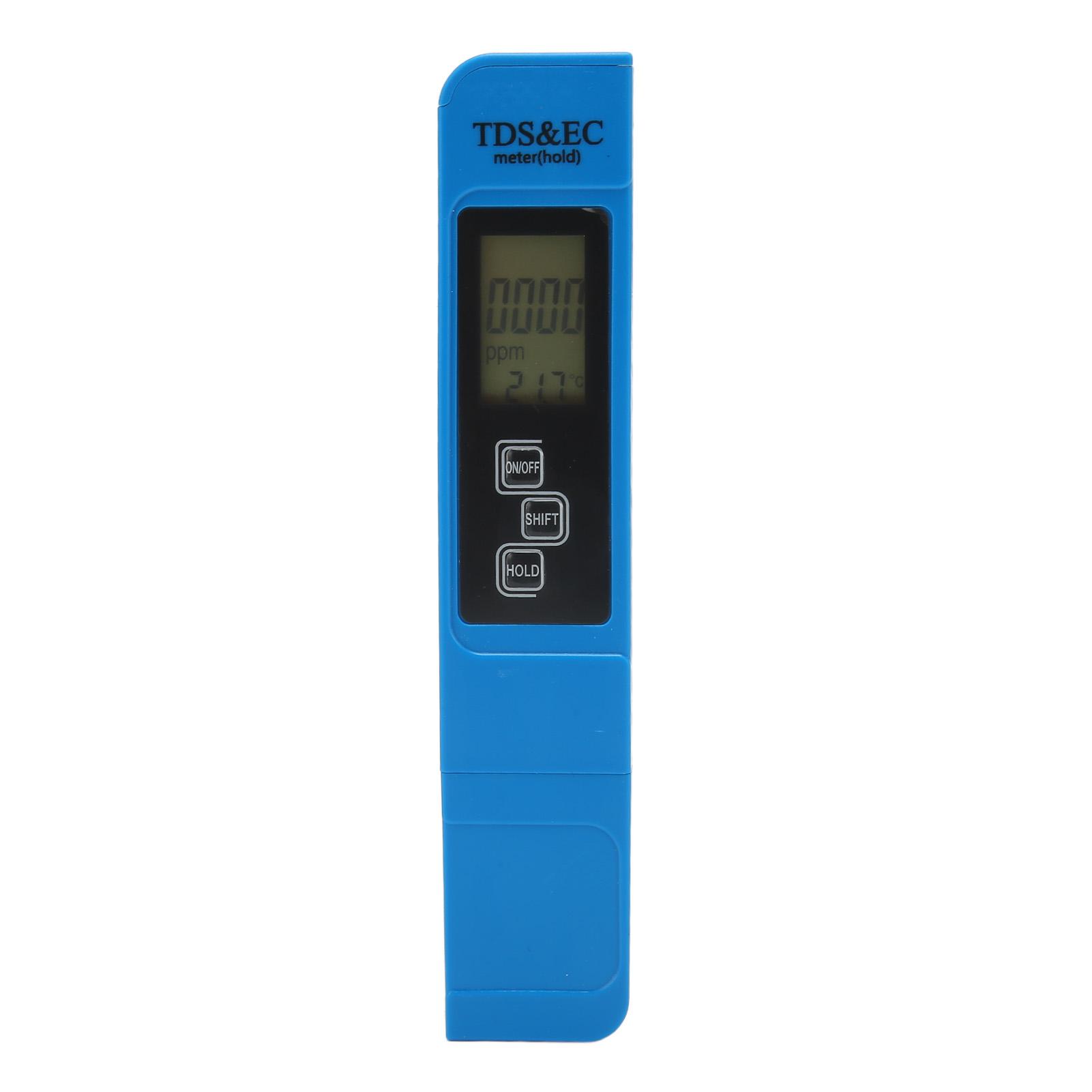 

TDS EC Water Tester 3 Keys Backlight Easy to Read Water Tester Digital for Fishbowl Well Water Blue