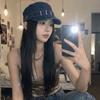 Washed Denim Rivet Flat Top Y2k Equestrian Hat Fashion Denim Octagonal Hat  Travel