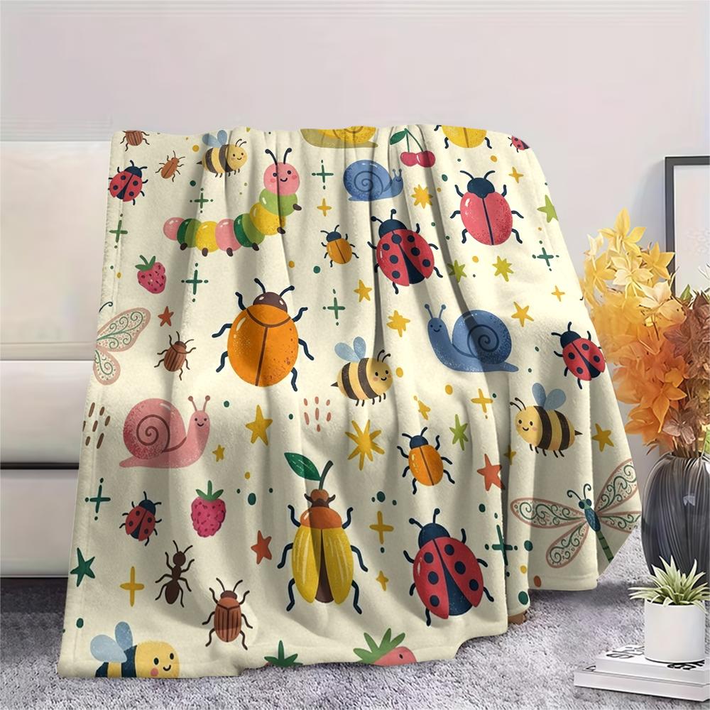 1Pc Cute Cartoon Print Flannel Blanket, High quality Comfortable for All Seasons, Home Decor, Warmth and Comfort, Perfect for Christmas Gifts W49
