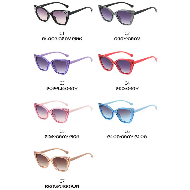 Cute Children Cat Eye Sunglasses Glitter Bling Frame Anti‑UV Fashion Boys and Girls Beach Party Sun Glasses