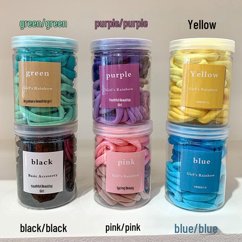 50 Gradient Color Seamless Hair Ties for Girls – High Elasticity Candy Color Bands