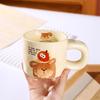 Cute Fufu Mug with Lid Spoon Couple Water Cup Cartoon Puppy Ceramic Cup Souvenir Coffee Cup Girl