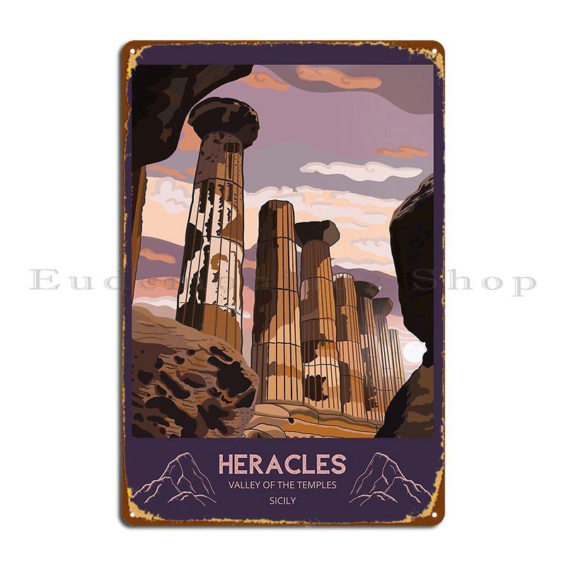 Temple Of Heracles Agrigento Valley Of The Temples Metal Sign Rusty Printed Club Cinema Club Tin Sign Poster 20X30CM