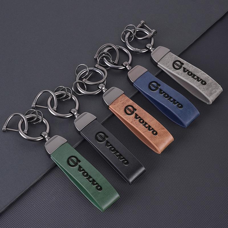 Leather Car Keychain Keyring Key Ring Chain Pendant For Volvo Rdesign V90 XC40 V60 S60 V70 XC60 T6 S90 Polestar XC90 V40 V50 AWD