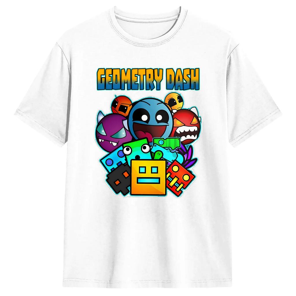 Streetwear T-Shirt Summer Geometry Dash Novelty T Shirts  Pure Cotton Tee Shirt for Male Y2K Casual Hot Sale Short Sleeve Tees