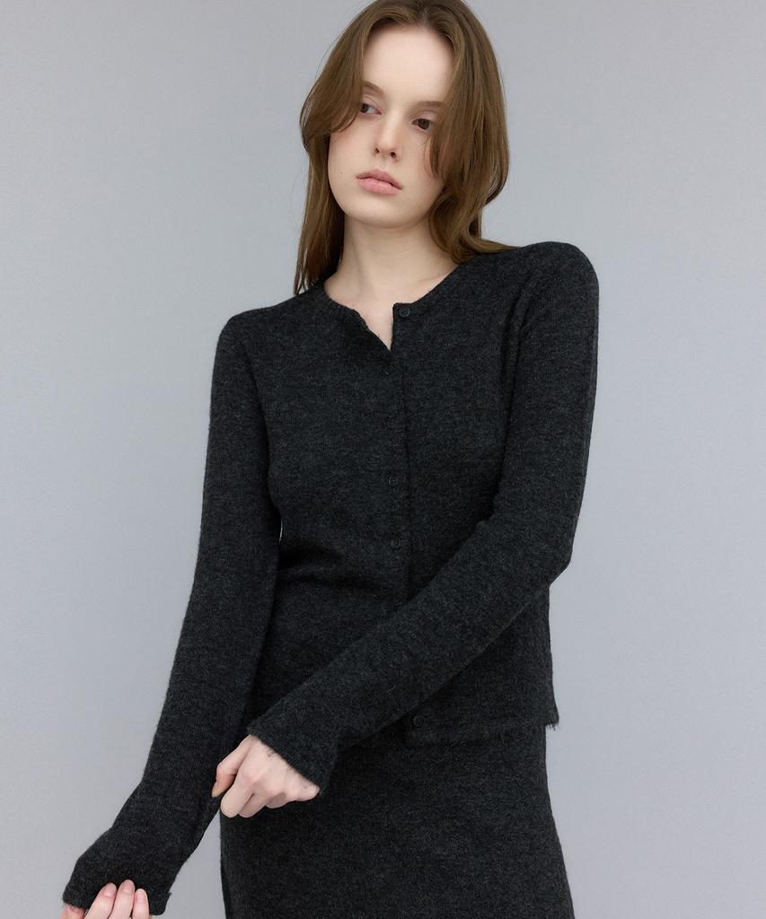 Ibokeuela Eve Round Wool Cardigan(Charcoal)