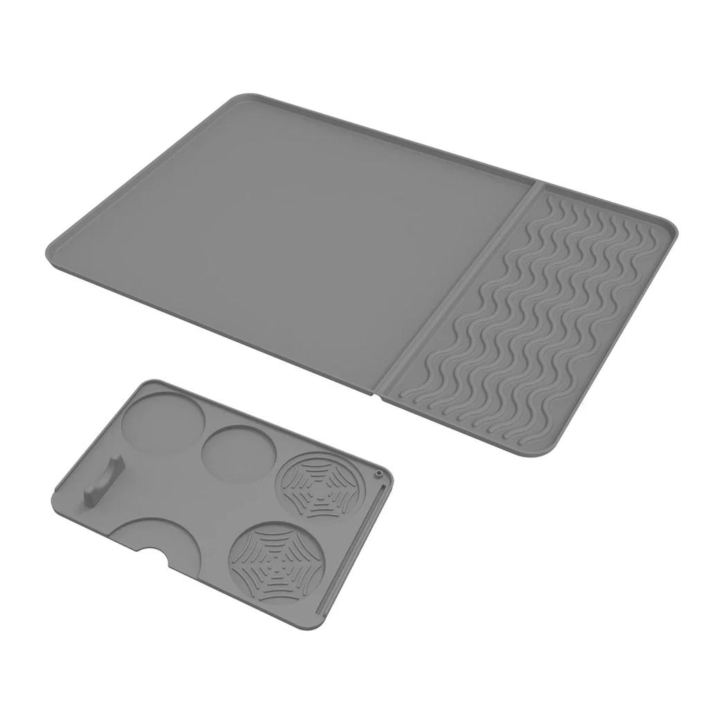 1set Coffee Machine Mat Coffee Tamping Mat Non-Slip Silicone Mats Coffee Machine Pad Dish Drying Countertop Protection Tamping