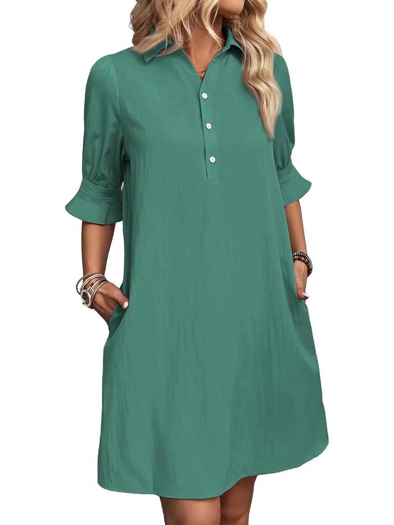 2025 European American Autumn Women's Casual Loose Solid Dress