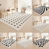 Minimalist Black and White Geometric Pattern Area Rug Modern Abstract Design Floor Mat for Living Room Bedroom Home Decor