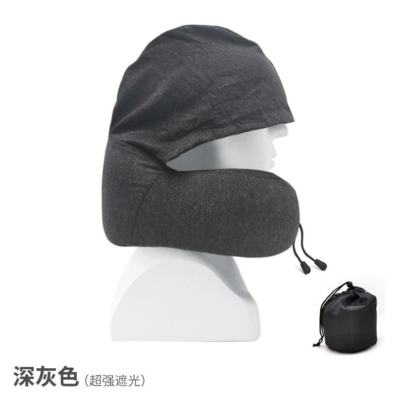 Multi-functional Hooded Memory Foam Travel Pillow - Portable U-Shaped Neck Support for Airplane & Office Nap