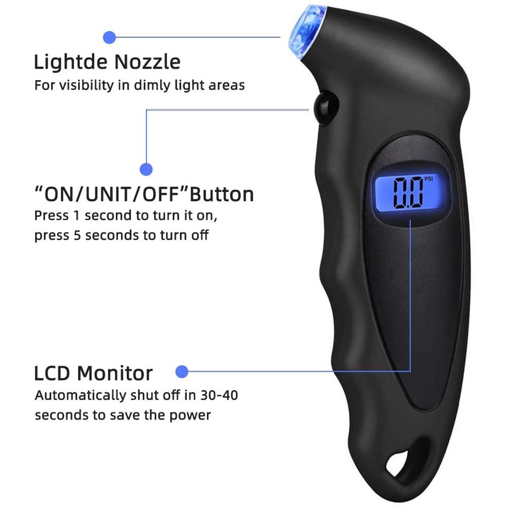 Digitales Reifendruckmessgerät, hochpräzises tragbares Reifenluftdruckmessgerät, 150 PSI, tragbarer Reifendruckprüfer