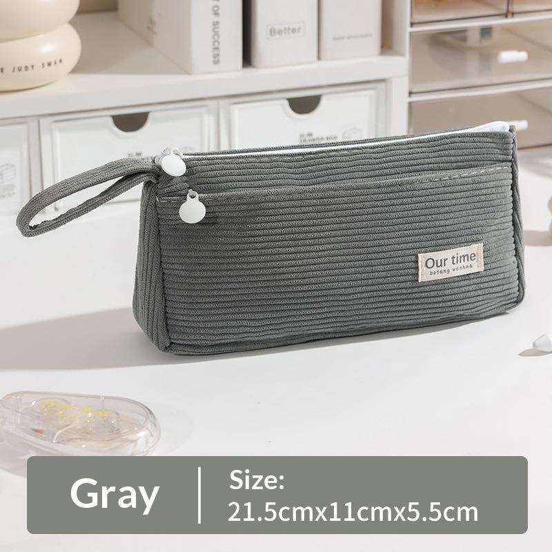 Corduroy Pencil Case Multifunctional Large Capacity Stationery Pen Case Solid Color Stationery Box Stationery For School Use