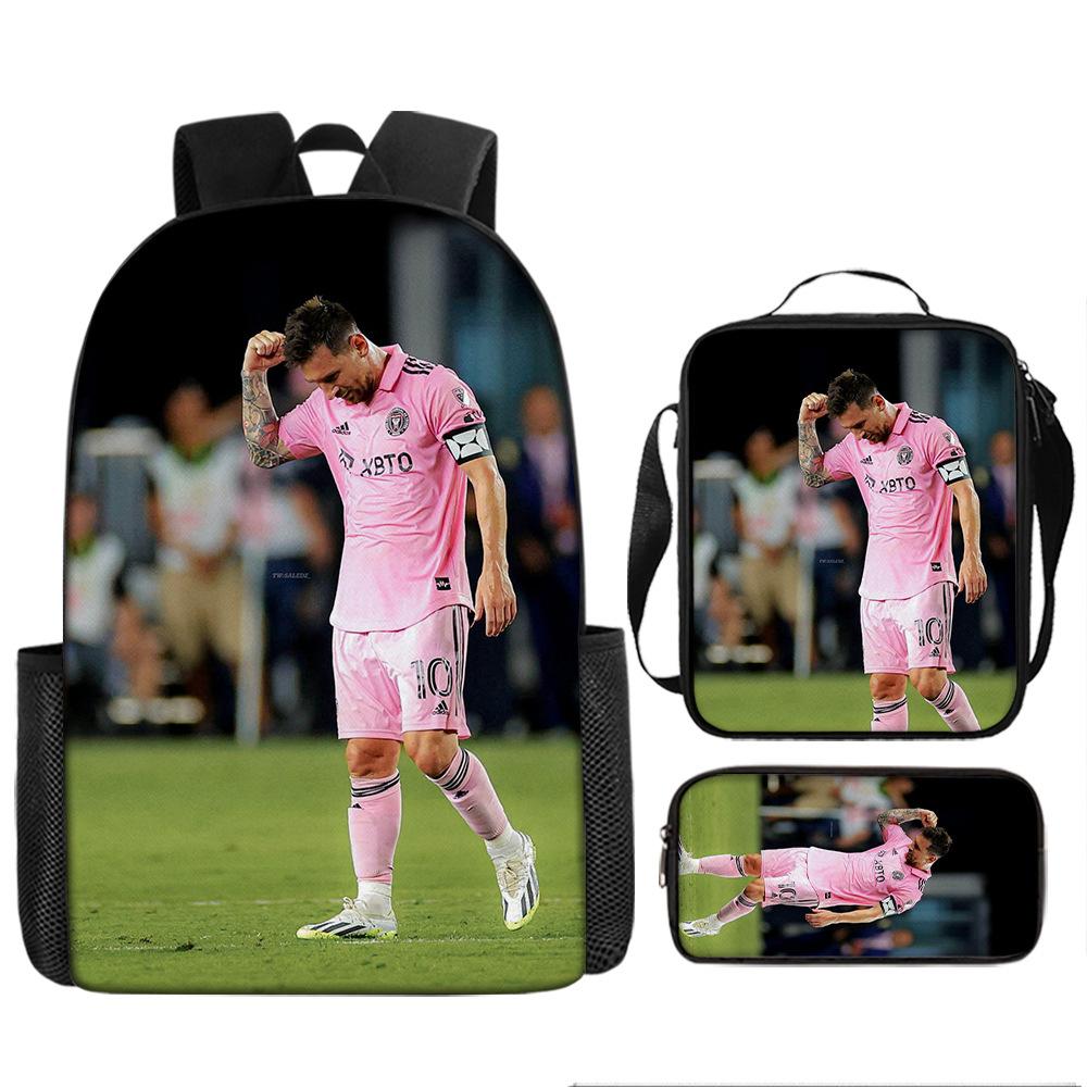 Football Schoolbag Three-Piece Backpack Pencil Bag Satchel Package Primary And Secondary School Students Schoolbag