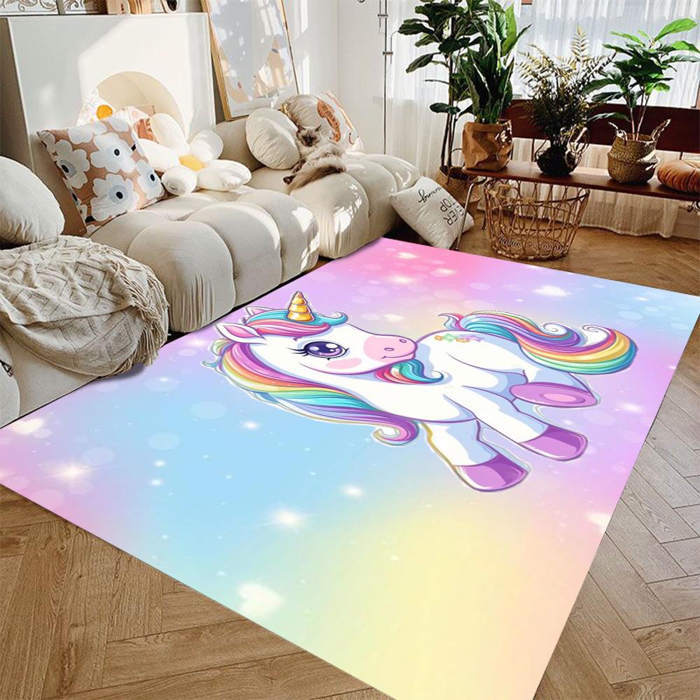 Cartoon Unicorn Carpet for Living Room Decor Sofa Rug Children's Play Mat Girls Bedroom Bedside Rug Nursery Floor Mat Christmas