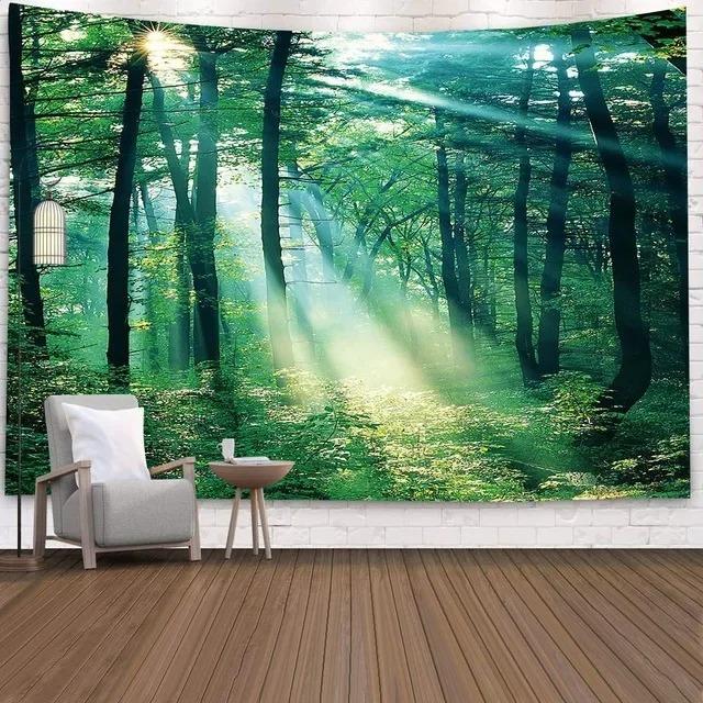 Wandteppich für Zuhause, Wanddekoration, Waldlandschaft, Landschaftsmuster, Hängetuch, Büro, Wohnzimmer
