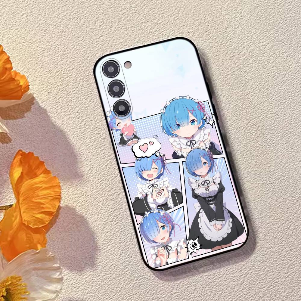 Rem Anime Girl Re Zero Phone Case For Samsung Galaxy A73,A72,A71,A70,A53,A52,A51,Others Soft Black Cover