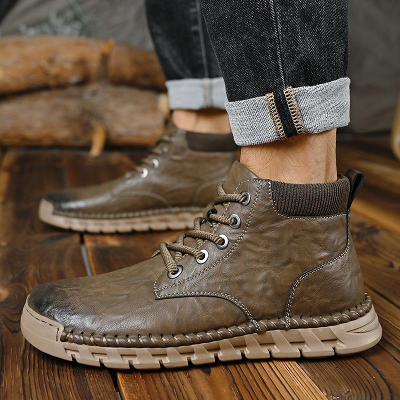 New Autumn/Winter Fashion Casual Lace Up Comfortable High Top Boots Classic Style Soft Bottom Anti Slip Plush Warm Short Boots