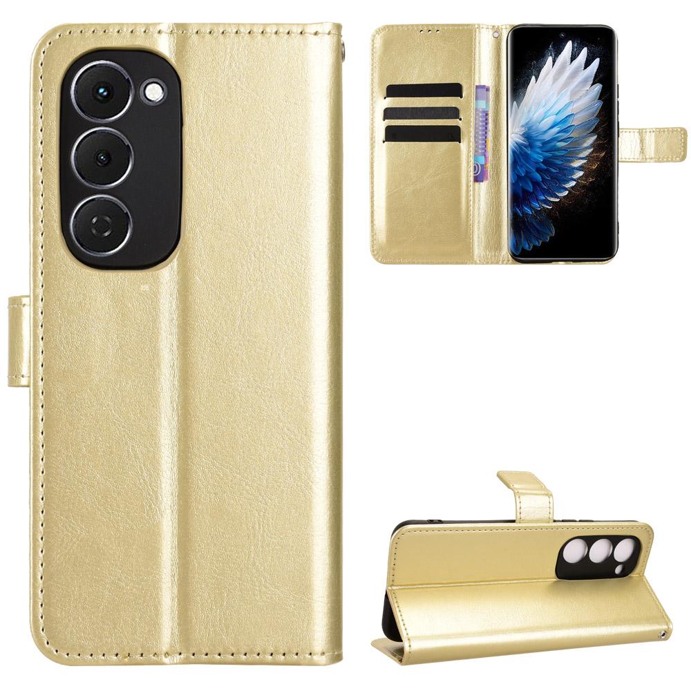 For TECNO Spark 40 Pro+ 4G PU Leather Case with Strap Crazy Horse Texture Phone Wallet Cover