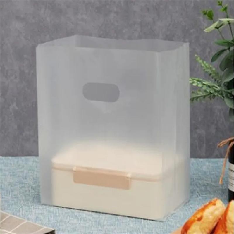 50 Stück Design-Plastiktüten mit Griff mit Design für Kuchen, Gebäck, Essensbox, Plastiktüte
