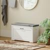 Panca moderna per scarpe con seduta imbottita e ripiano regolabile per 8 paia di scarpe per ingresso 80x30x50 cm Bianco