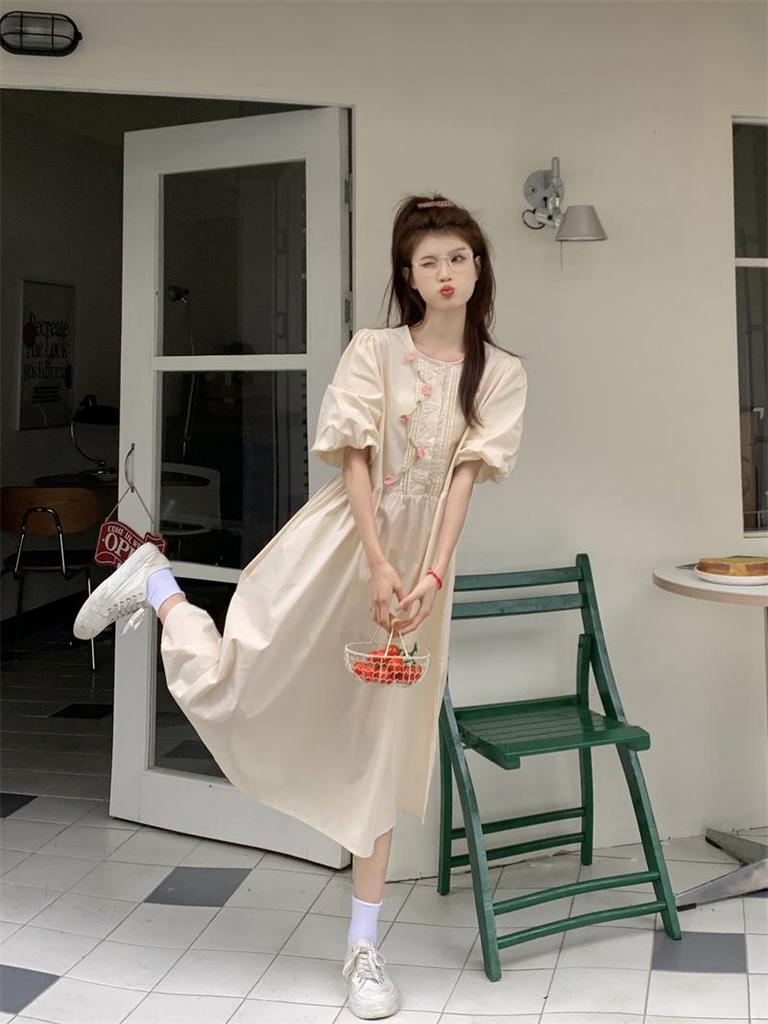 Robe d'été à manches bouffantes douces style académie japonaise pour femmes - Jupe style poupée fraîche niche étudiante d'été