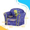 Kids Armchair with Planet Dinosaurs Design, Wooden Frame, for Bedroom, Playroom, Kids Room - Blue