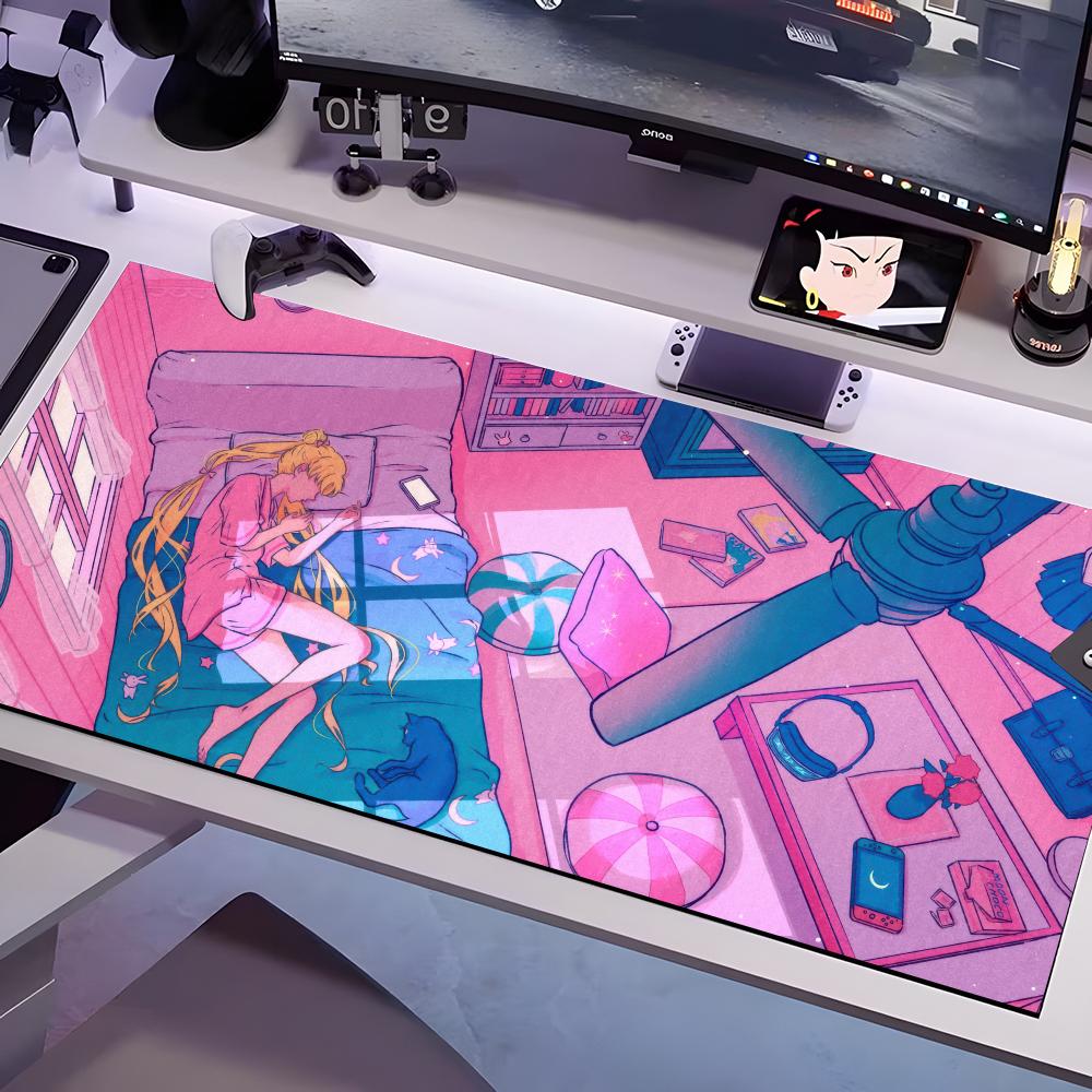 

S-Sailor Anime M-MoonES Mouse Pad Multiple Sizes Large Square Computer Office Game Table Mats Rubber Anti-slip Mousepads 600x300x2mm