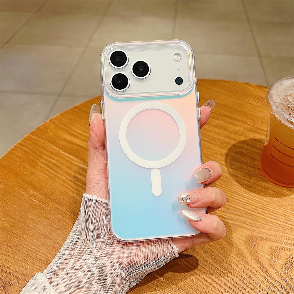 

Matte Laser Gradient Clear Magnetic Case For Magsafe For iPhone 17 16 15 14 13 12 Pro Max Plus Wireless Charge Magnetic Cover iPhone17 Pro