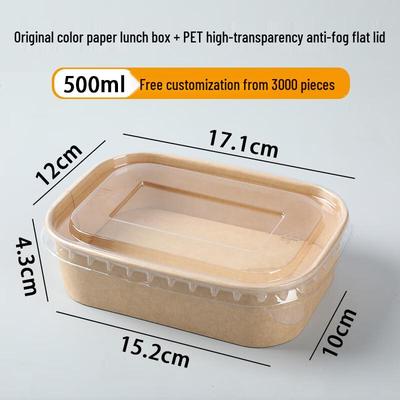 Einweg 500ml Rechteckige Papier-Takeaway-Box