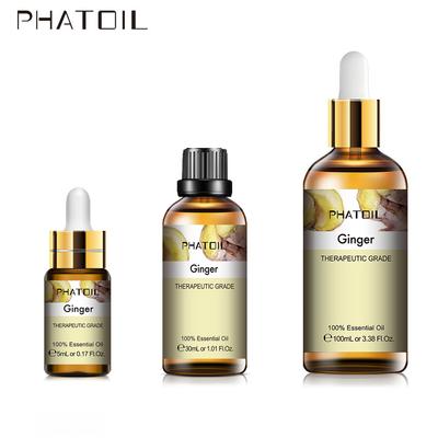 PHATOIL 5/10/30/100ML Pure Ginger Essential Oil for Hair Growth Prevent Hair Loss Boost Immunity Treat Muscle Strains Water Soluble Oil