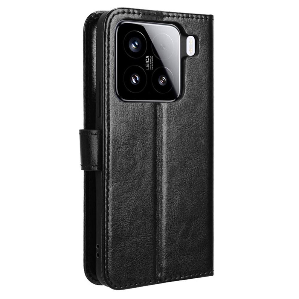 Flip Case for Xiaomi 15, Crazy Horse Wallet, Black