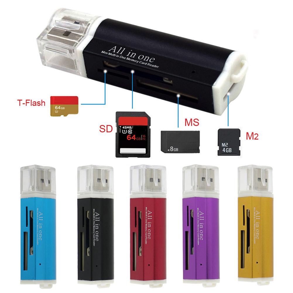 Multi Todo en 1 Usb2.0 Lector de memoria de 4 ranuras para un máximo de