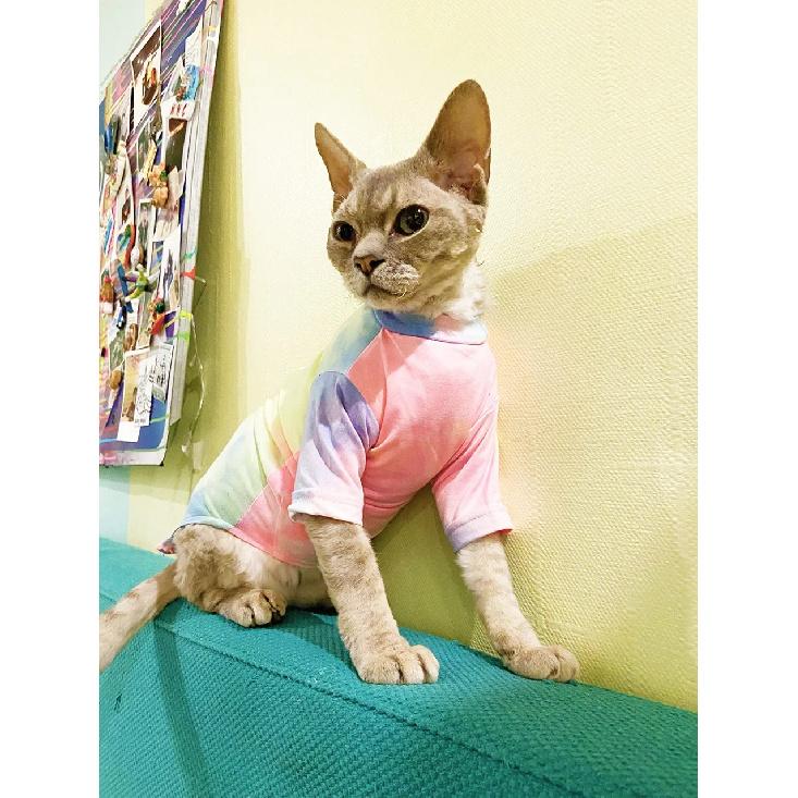 Sphinx Hairless Cat Clothes Deven Breathable T-shirt For Cats Stretch Fabric Clothing For Kitten Pet Shirt Coats For Puppy