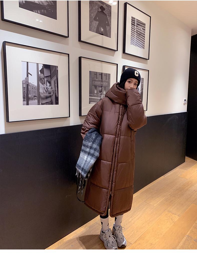 Damen Lange Kapuzenwinddichte Verdickte Warme Winterjacke mit Raglanärmeln