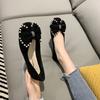 Square Toe Shoes for Women Black Pearl with Bow Woman Flats Deals Offers Comfortable and Elegant Vulcanized Shoe Designer Luxury