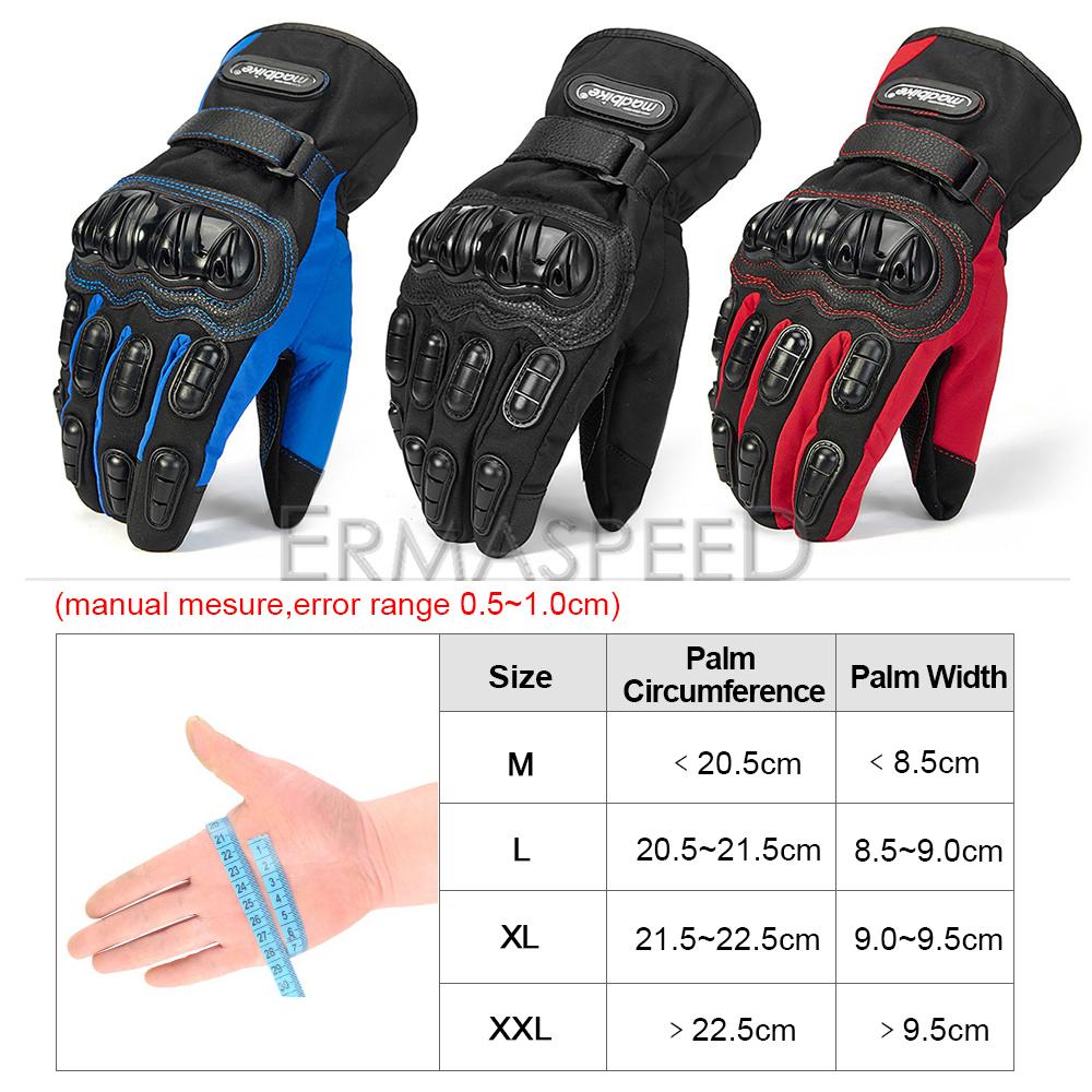 Sarung Tangan Sepeda Motor Musim Dingin Pria Wanita 100% Tahan Air Tahan Angin Hangat Perlindungan Buku Jari Keras Aksesori Berkendara Layar