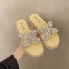 Beautiful French Rhinestone Cool Slippers Female 2025 New Spring and Summer Outer Wear Fashionable Versatile Fairy Style Thick Bottom One-word Drag