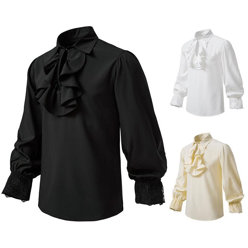 Men's Pirate Vampire Renaissance Victorian Steampunk Frilly Halloween Costume